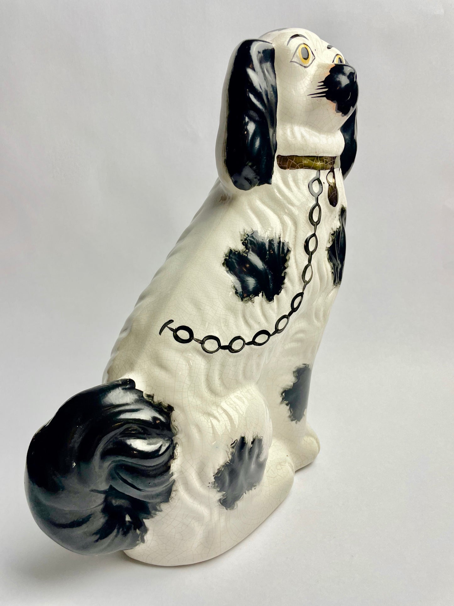 Antique Tall Staffordshire Porcelain Mantle Dog