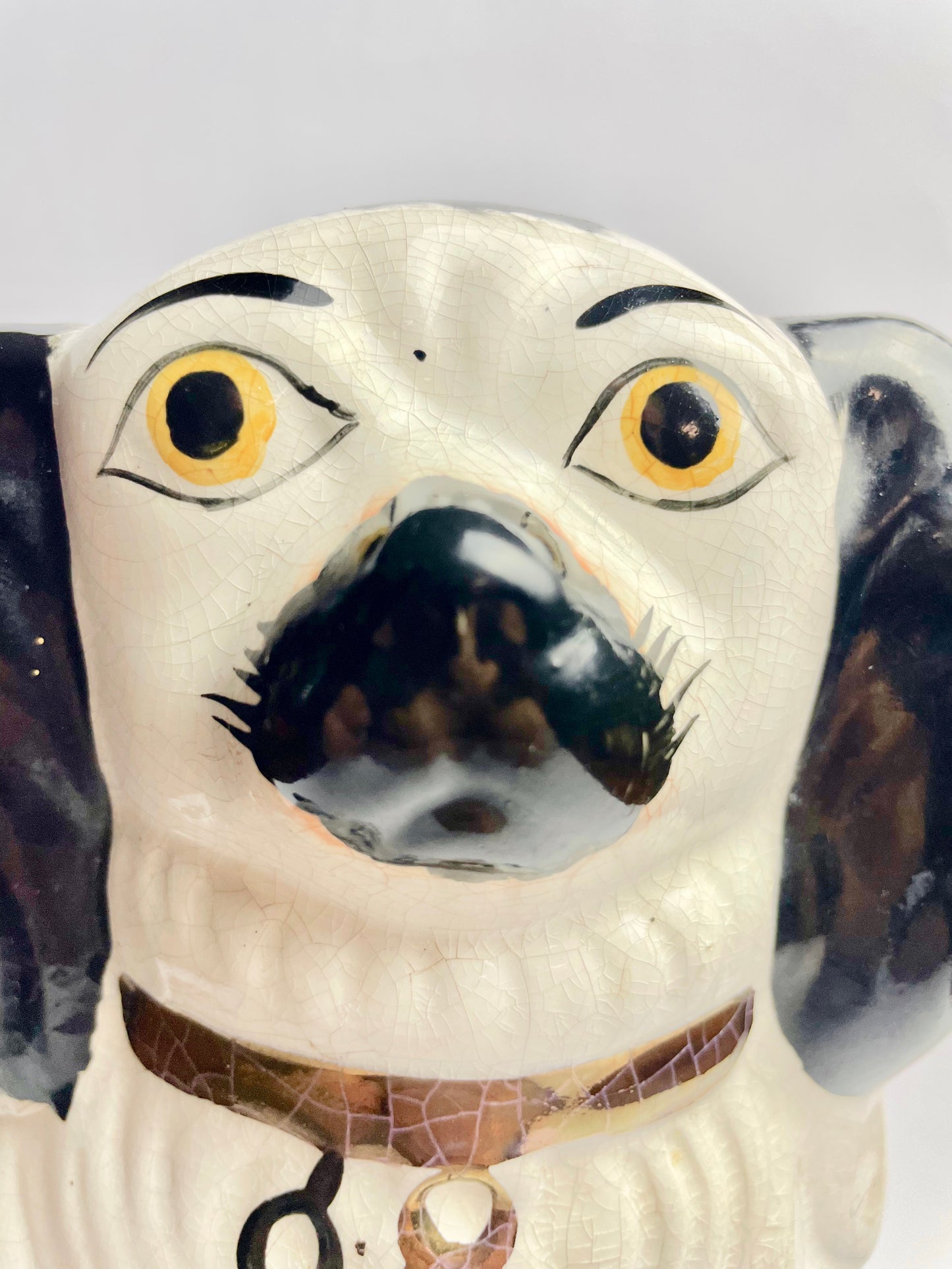 Antique Tall Staffordshire Porcelain Mantle Dog