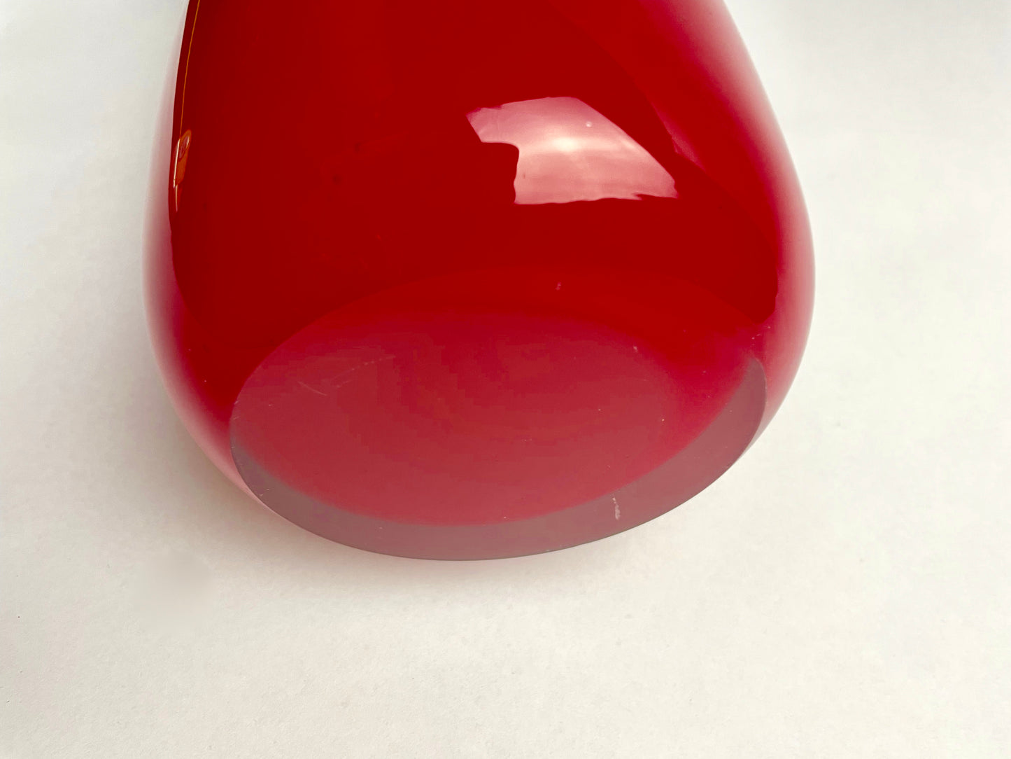 Heavy Red Silver Leaf Foil Inlay Art Glass Vase