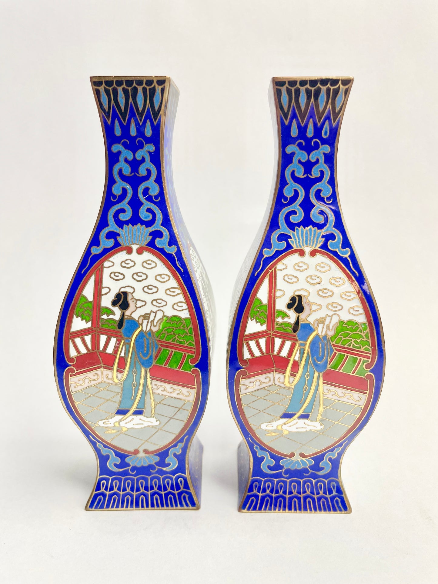 Pair of Vintage Chinese Cloisonné Vases