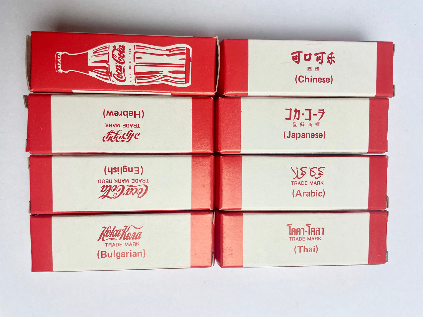 Miniature Coke Bottle Collection in eight languages