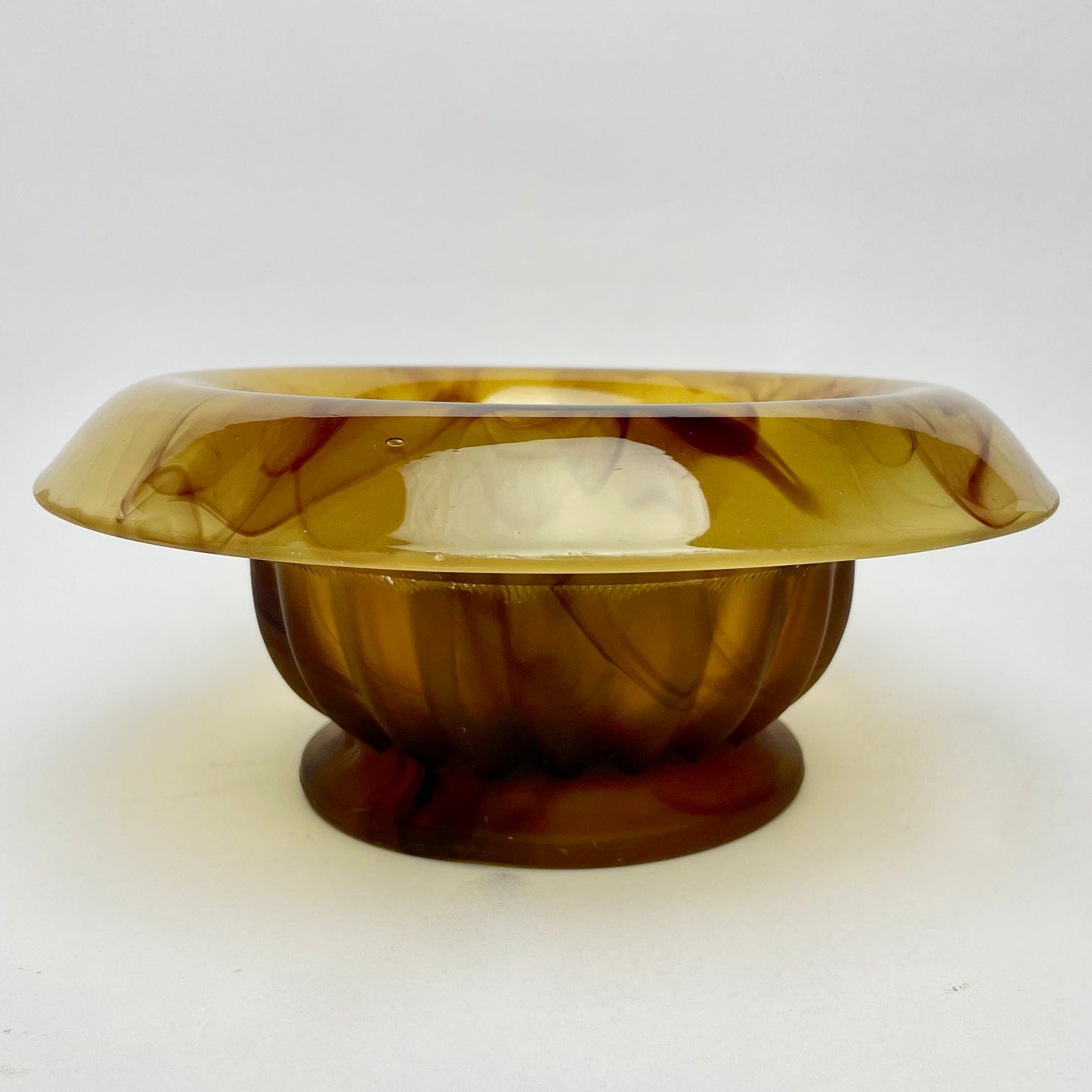 Amber Float Bowl & Flower Frog 20cm diameter