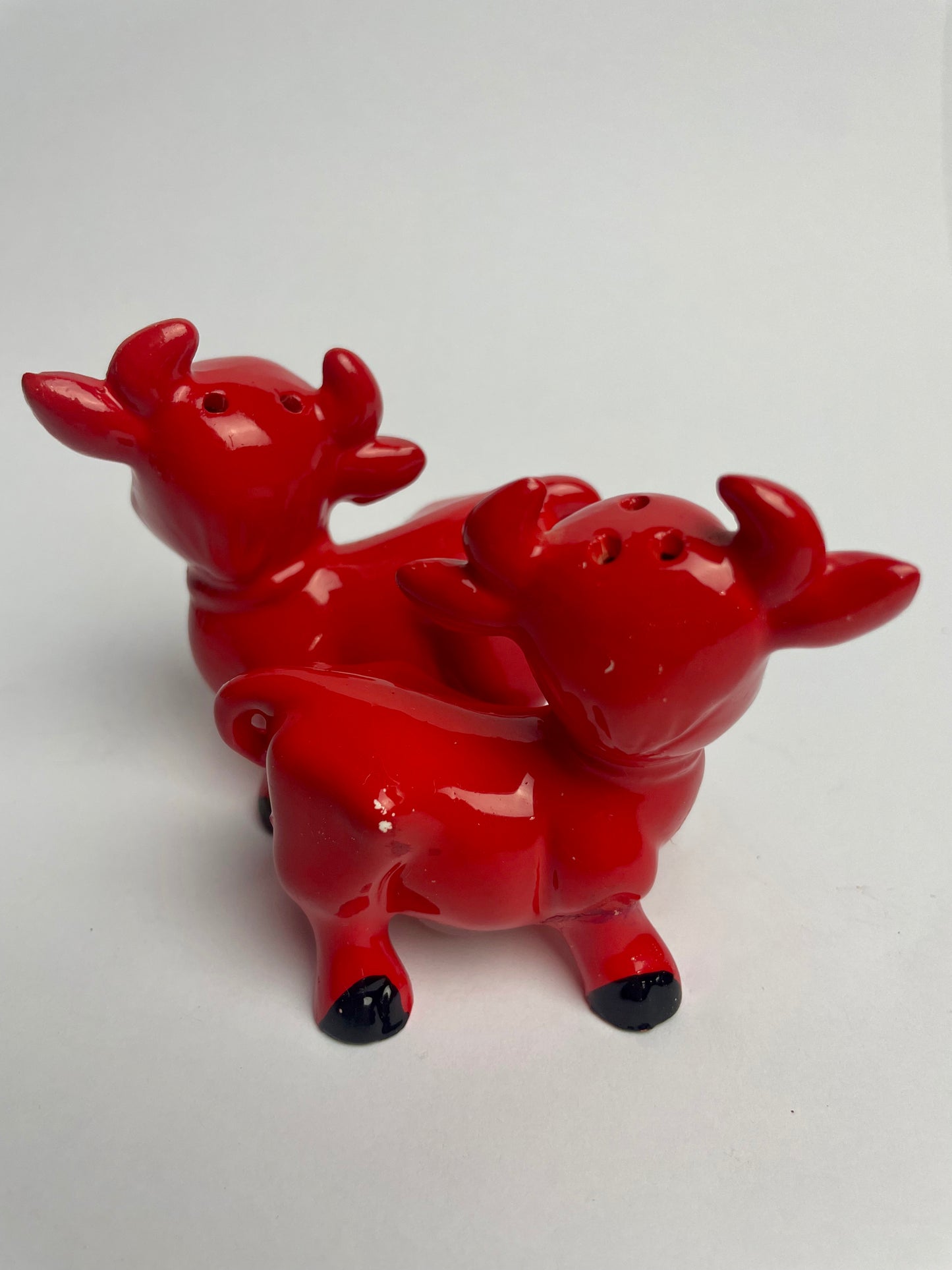 Vintage Red Baby Bull Salt & Pepper Shakers