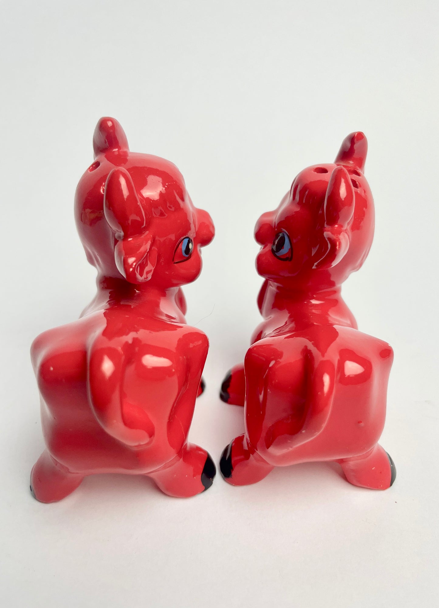 Vintage Red Baby Bull Salt & Pepper Shakers