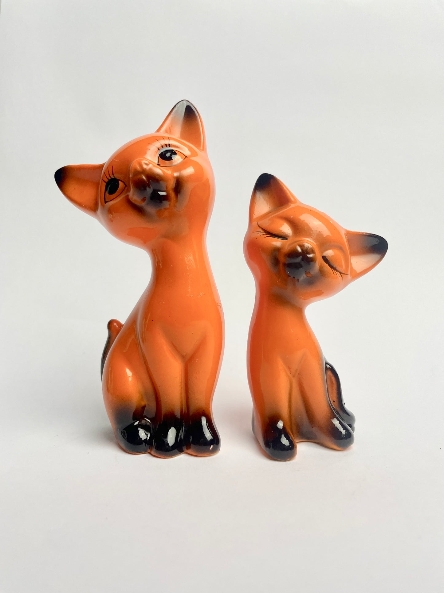 Mid-Century Modern Orange Siamese Cat Salt & Pepper Shakers