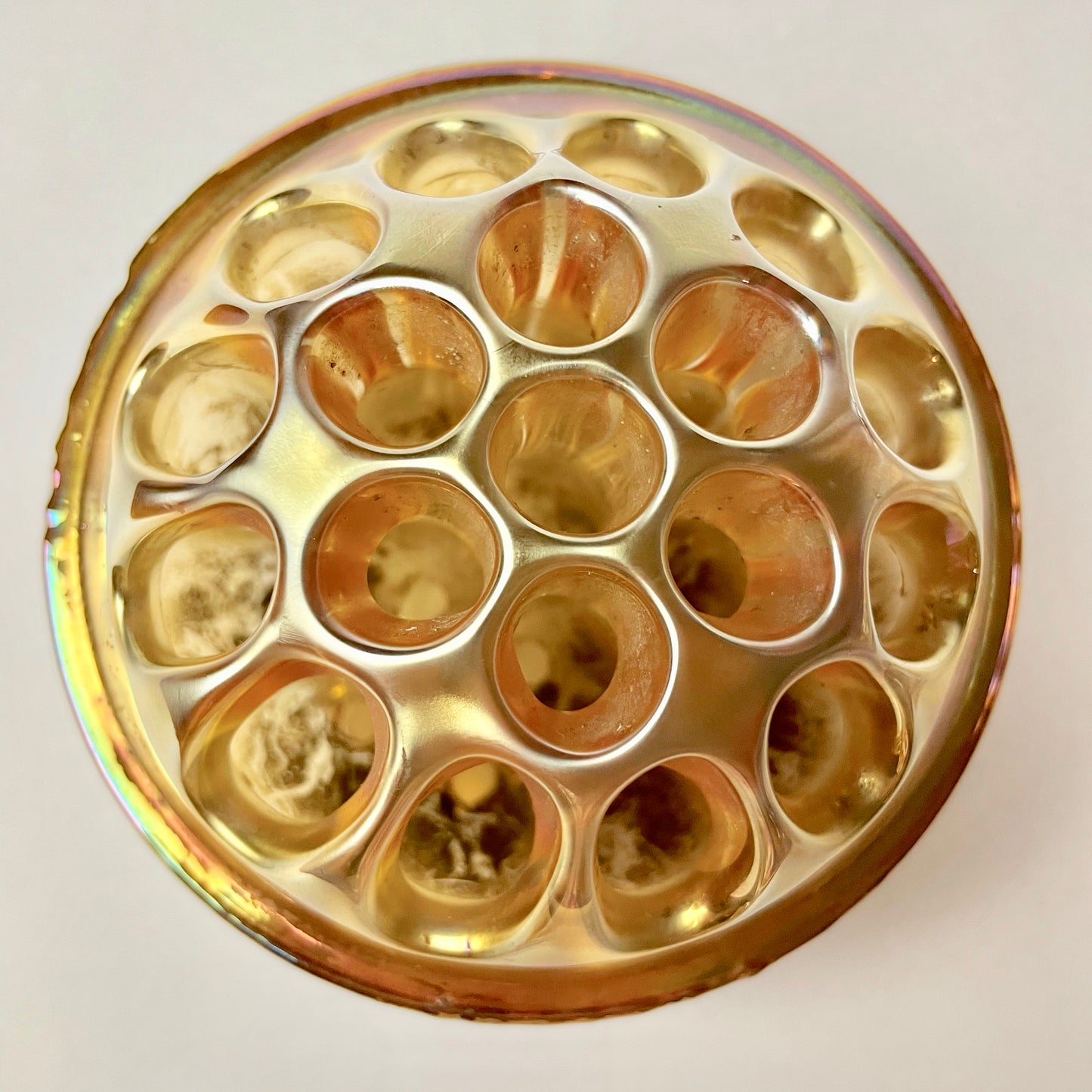 Gorgeous Australian Crown Crystal Glass Banded Diamonds Carnival Glass Float Bowl