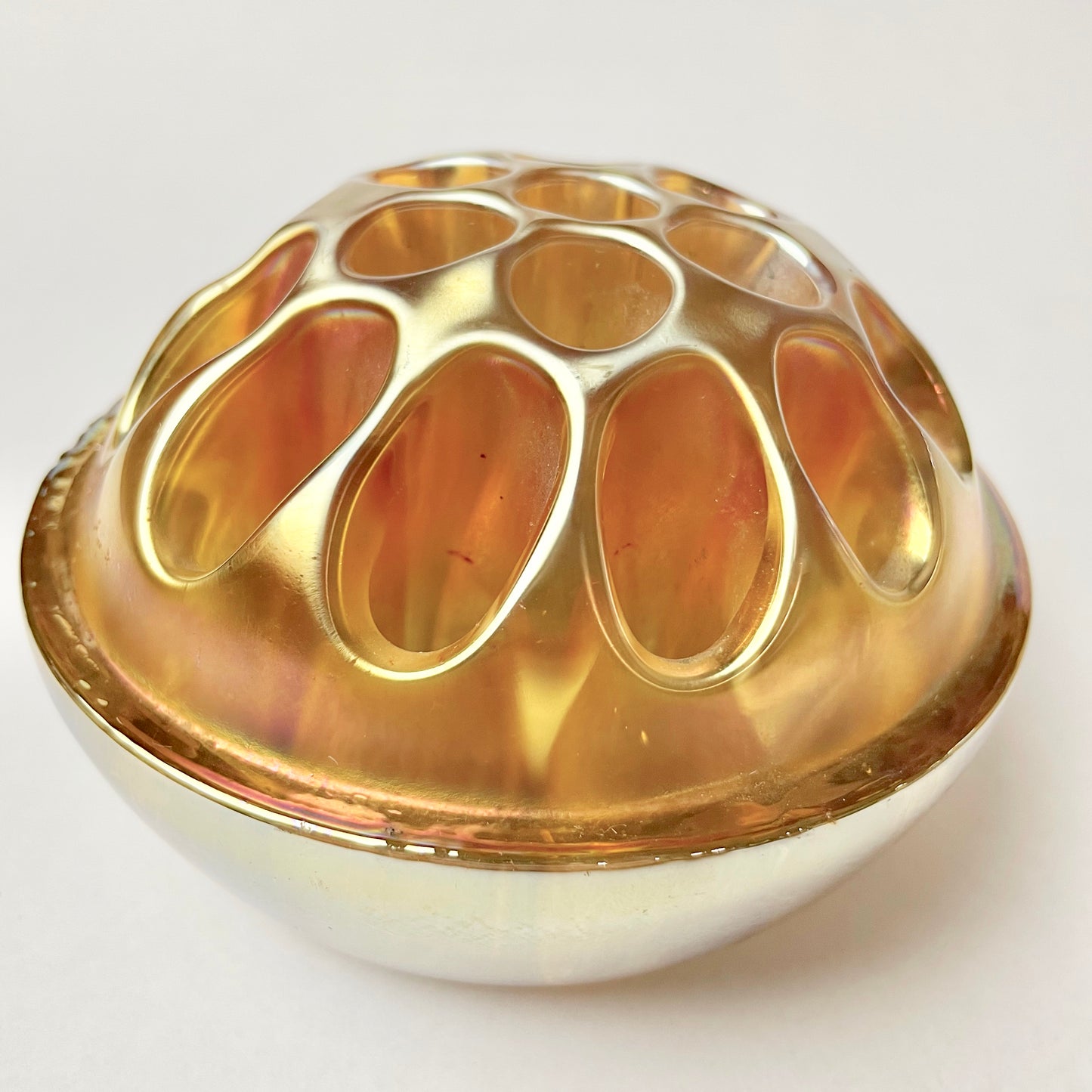 Gorgeous Australian Crown Crystal Glass Banded Diamonds Carnival Glass Float Bowl