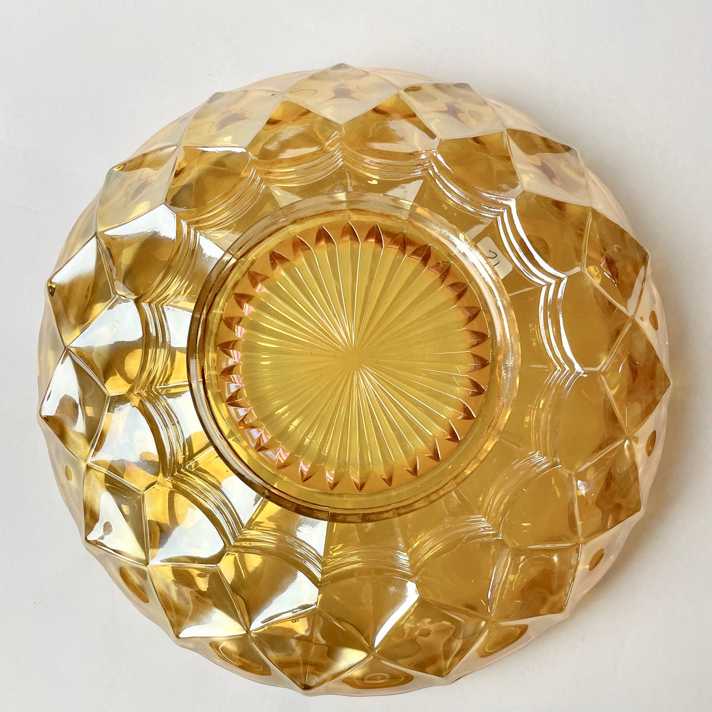 Gorgeous Australian Crown Crystal Glass Banded Diamonds Carnival Glass Float Bowl