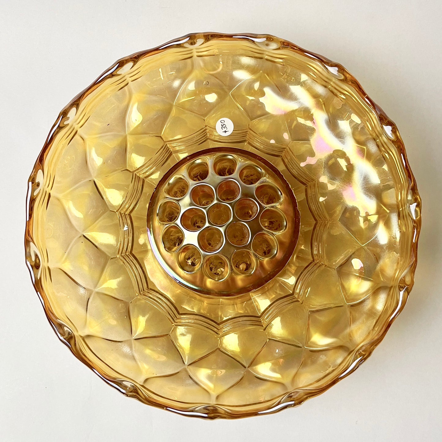 Gorgeous Australian Crown Crystal Glass Banded Diamonds Carnival Glass Float Bowl
