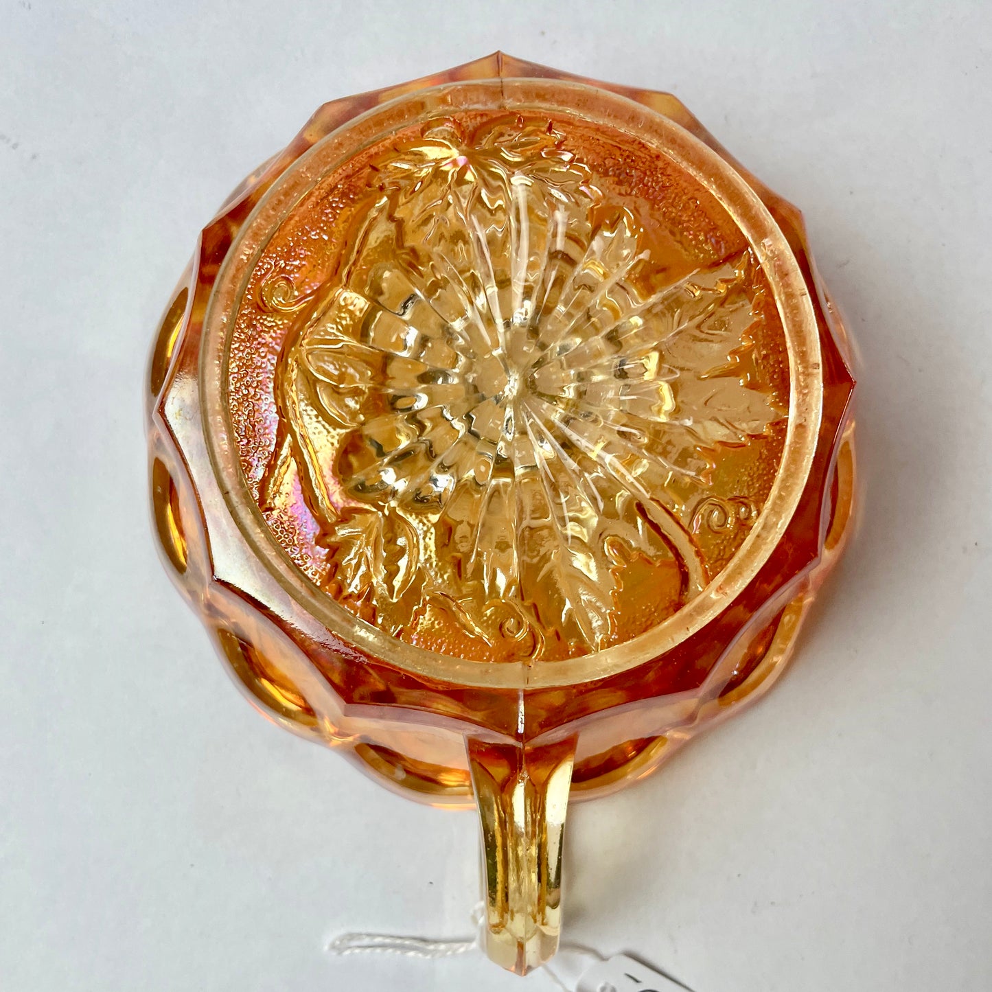Small Carnival Glass Bowl with handle