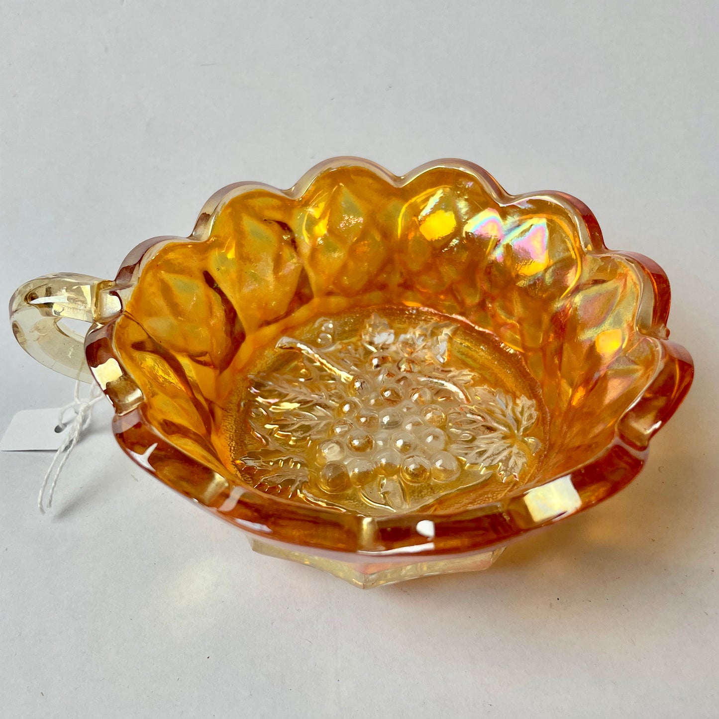 Small Carnival Glass Bowl with handle