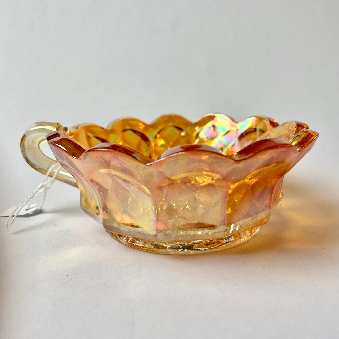 Small Carnival Glass Bowl with handle