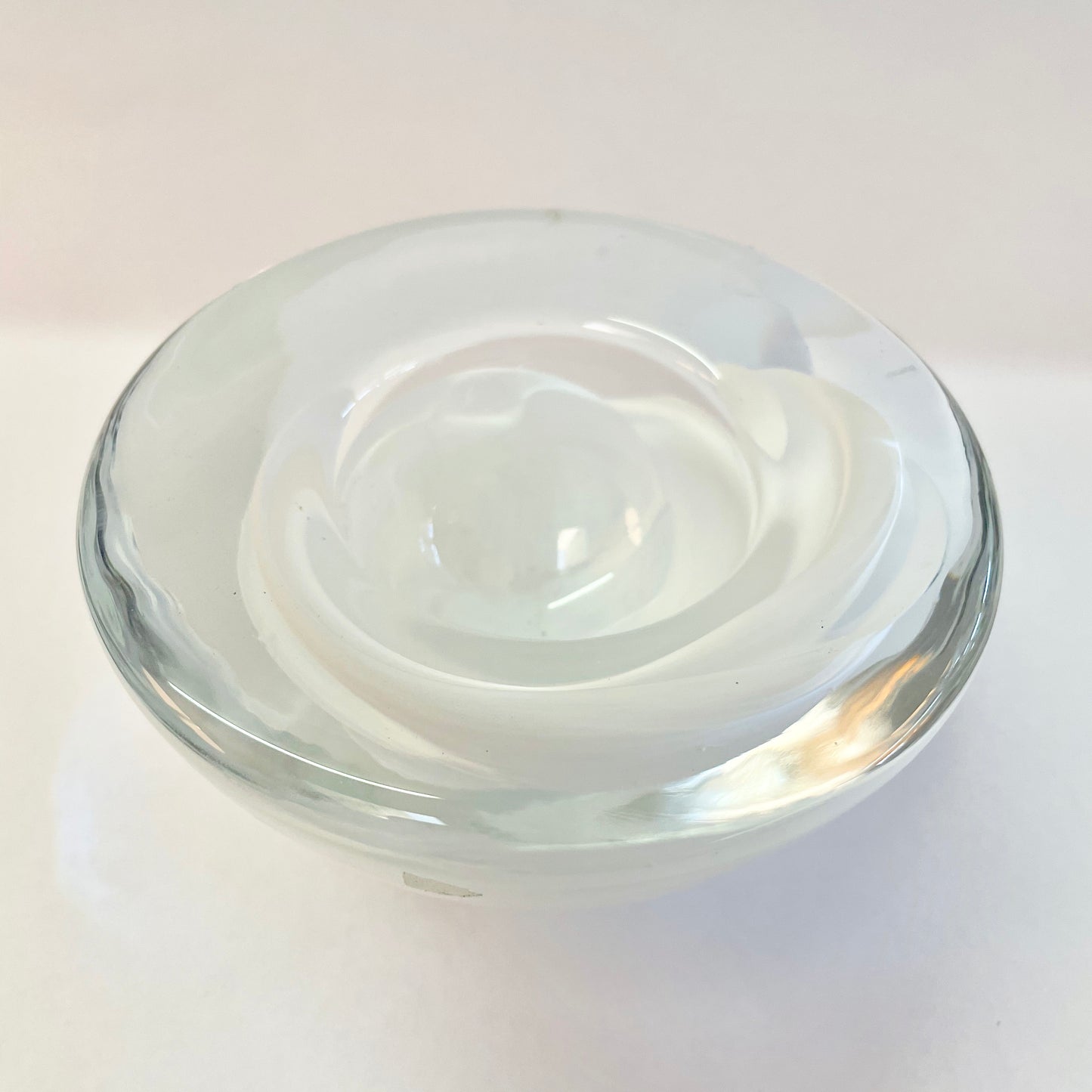 Thick, Heavy White Art Glass Bowl