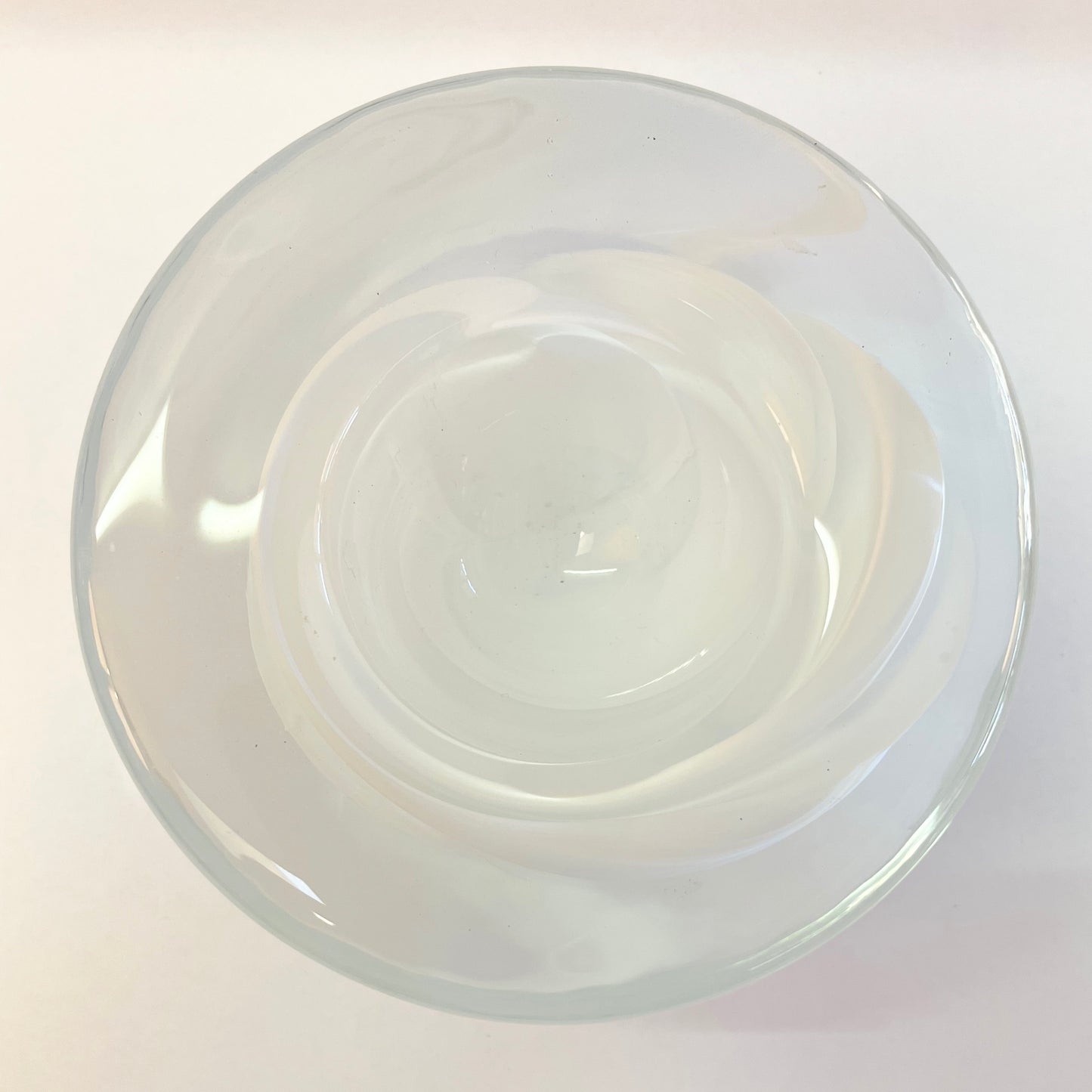 Thick, Heavy White Art Glass Bowl