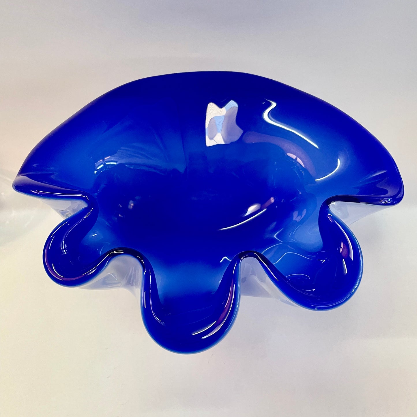 Thick, Heavy Blue Art Glass Bowl