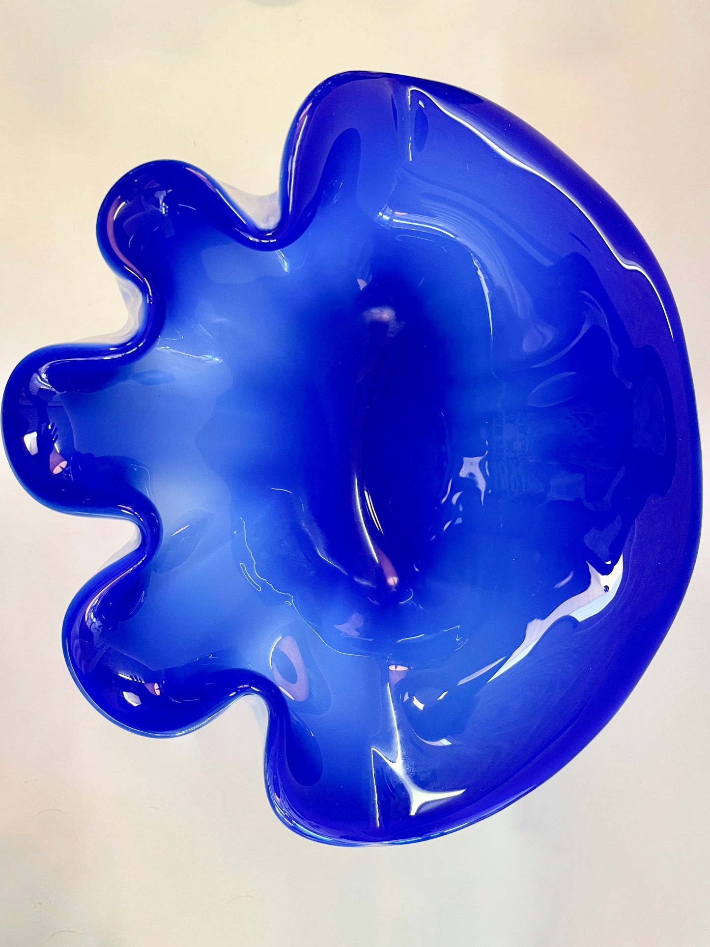 Thick, Heavy Blue Art Glass Bowl