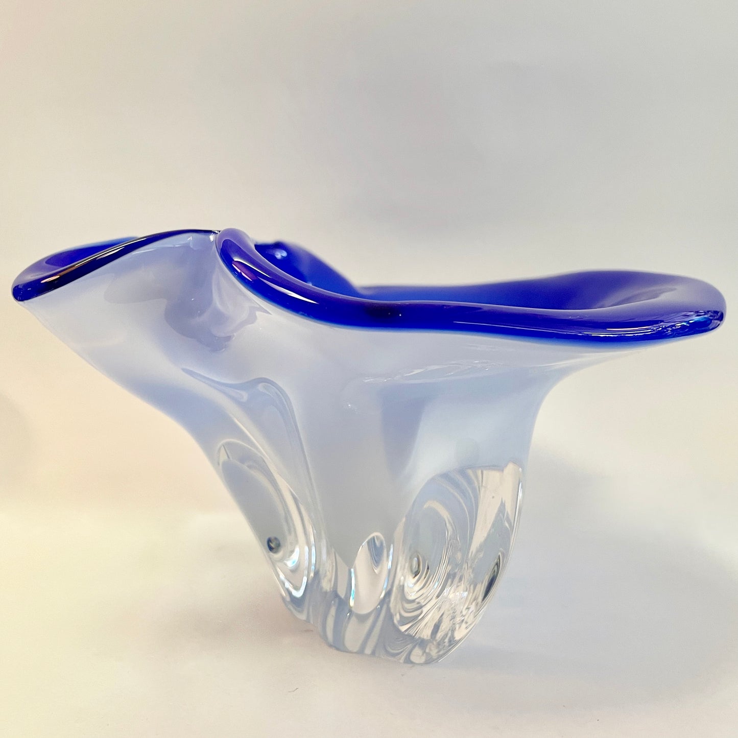 Thick, Heavy Blue Art Glass Bowl