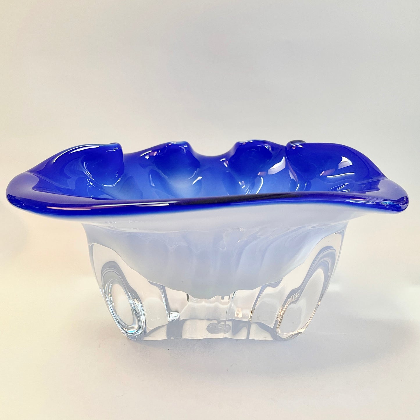 Thick, Heavy Blue Art Glass Bowl