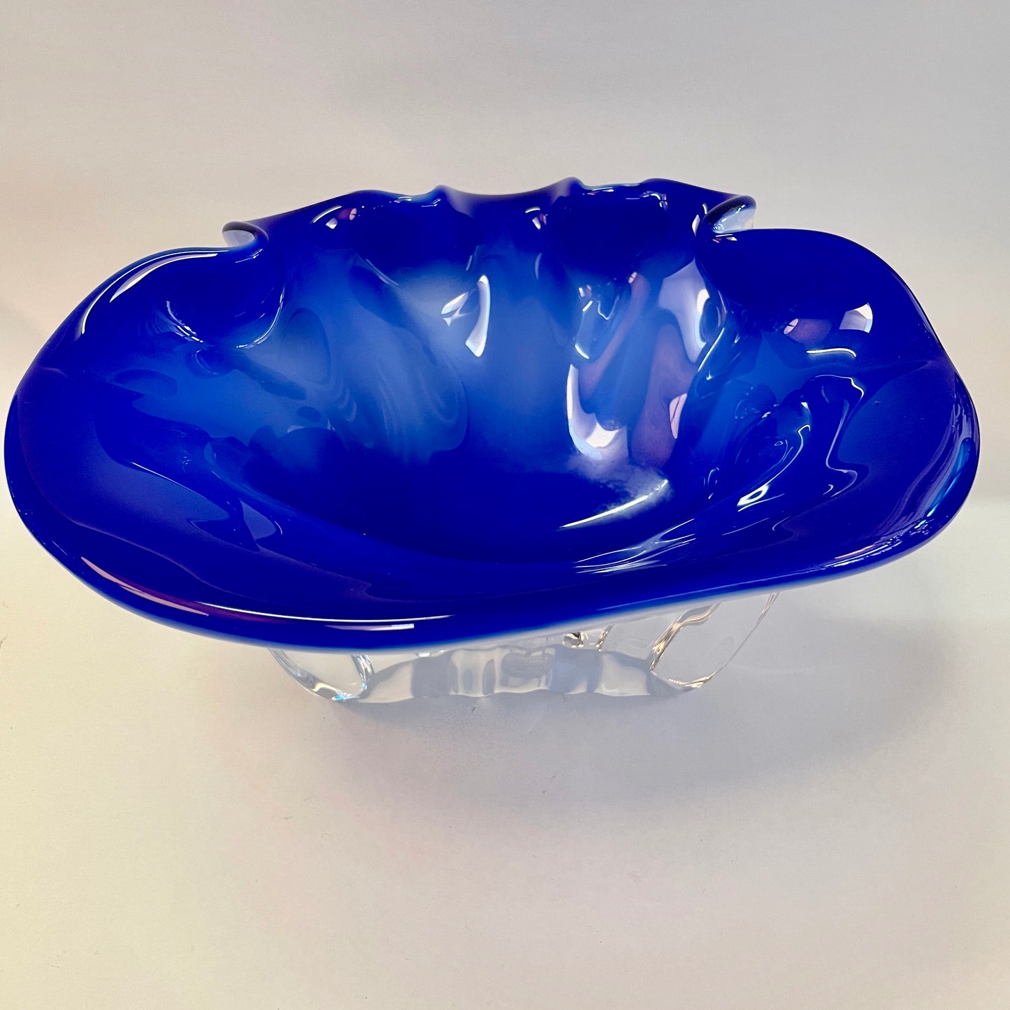 Thick, Heavy Blue Art Glass Bowl
