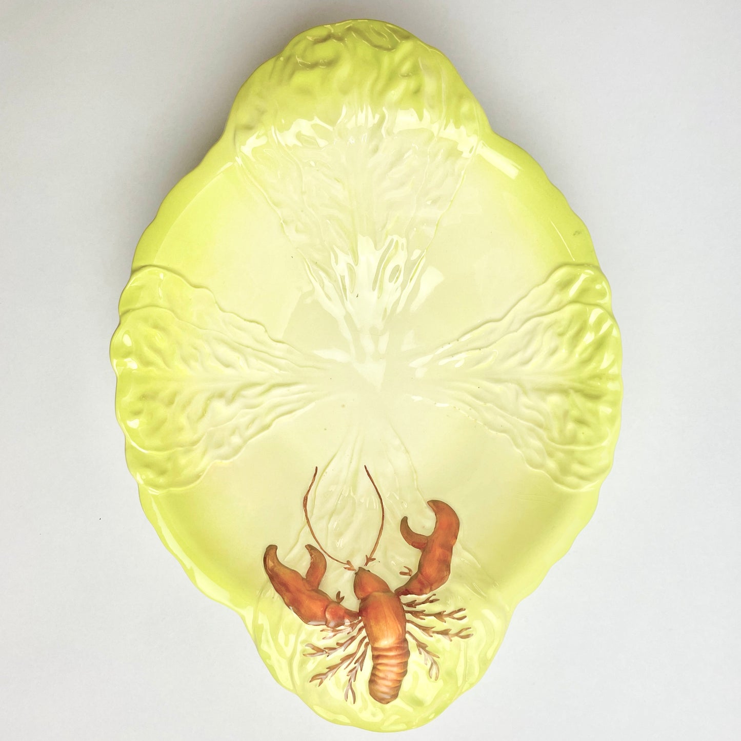Carlton Ware Lobster Chartreuse Lettuce Leaf Salad Bowl