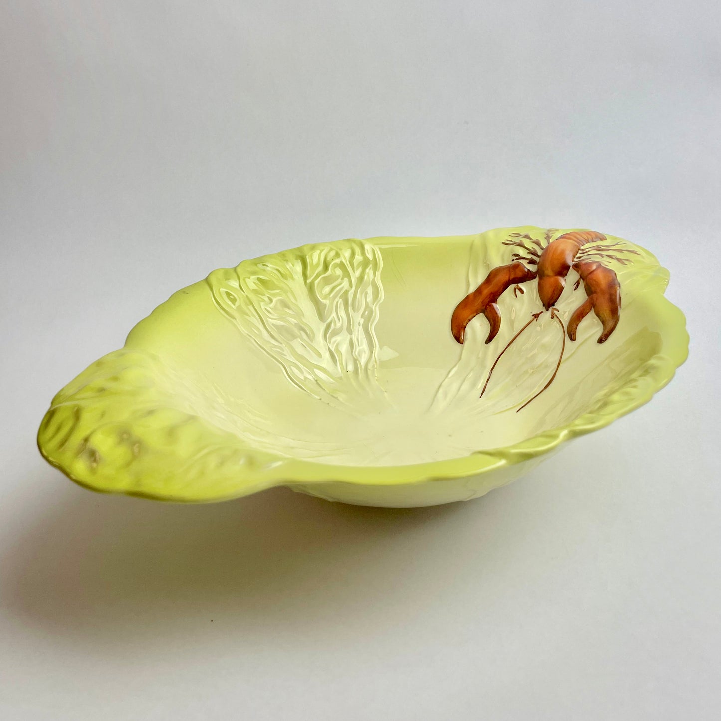 Carlton Ware Lobster Chartreuse Lettuce Leaf Salad Bowl