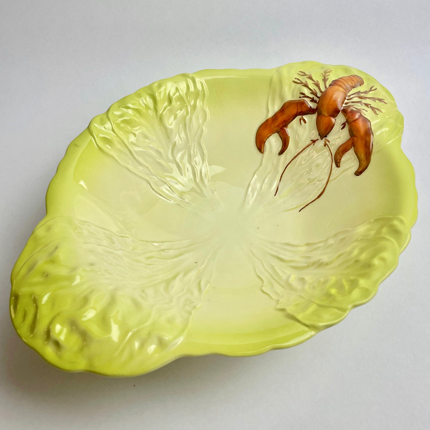 Carlton Ware Lobster Chartreuse Lettuce Leaf Salad Bowl