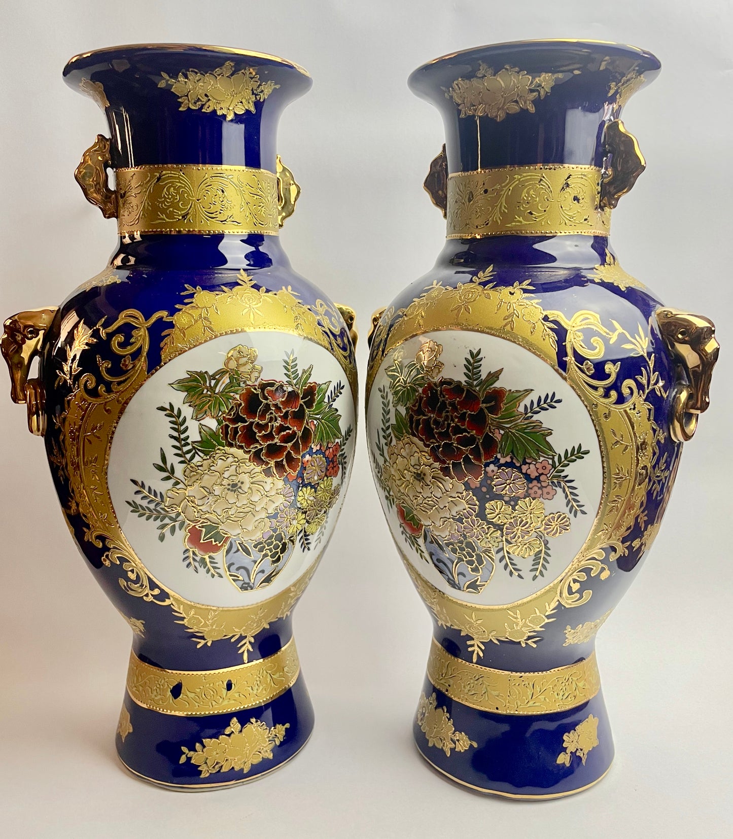 Pair of Large Ornate Gilt Vases