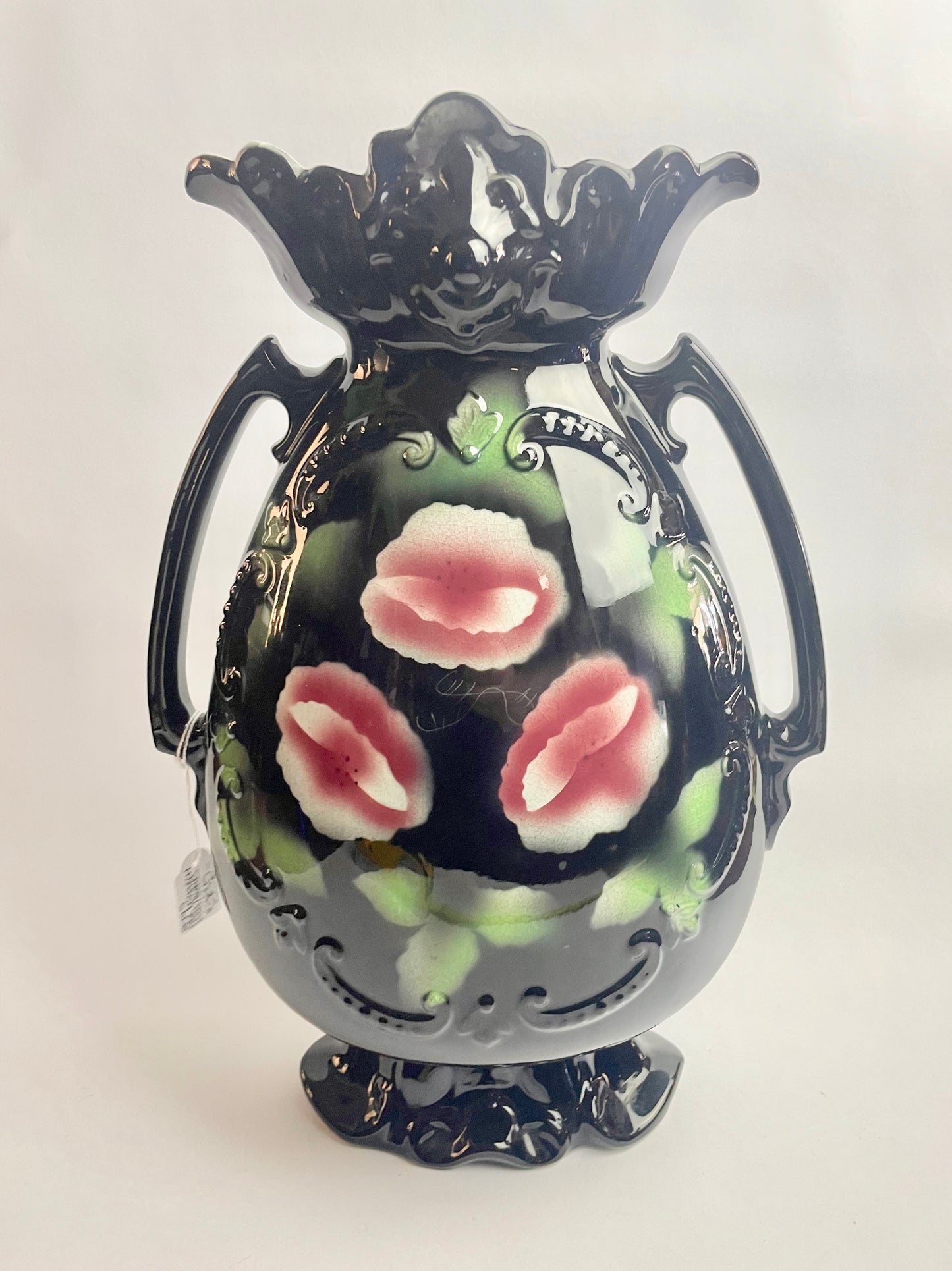 Pair of Large Black Monarch Vases