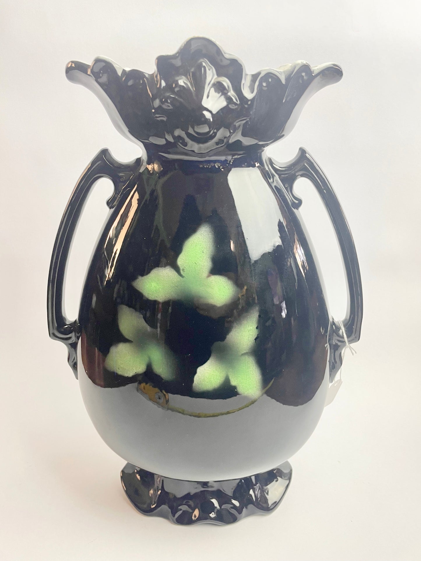 Pair of Large Black Monarch Vases