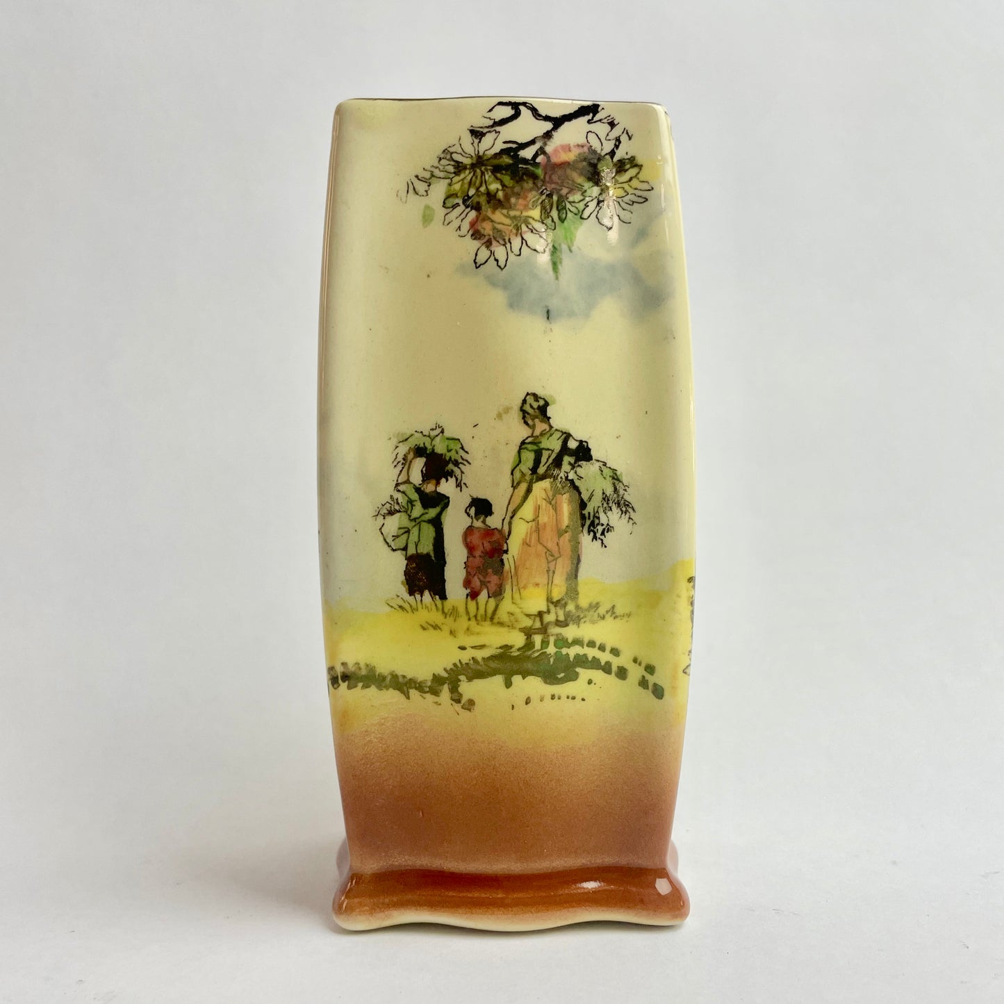 Rare Royal Doulton Seriesware Small Square Vase - The Gleaners