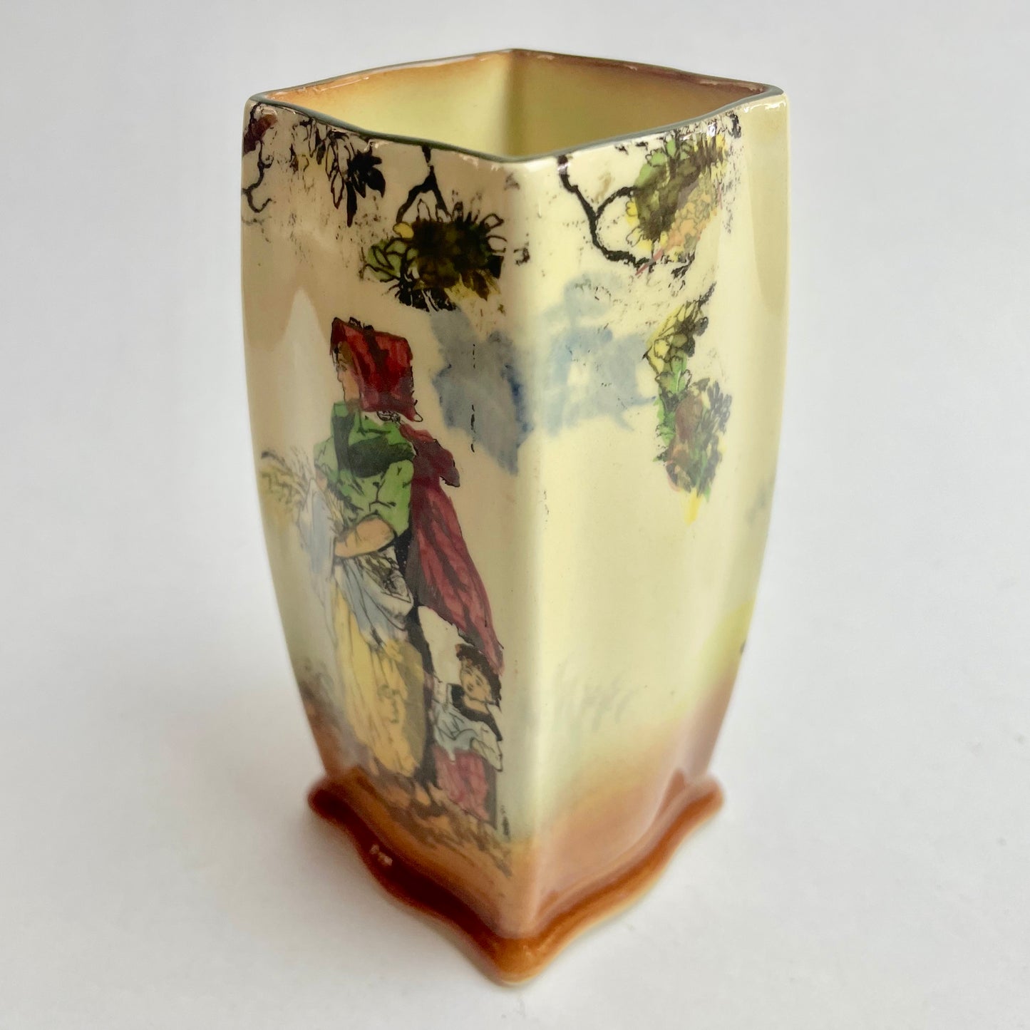 Rare Royal Doulton Seriesware Small Square Vase - The Gleaners