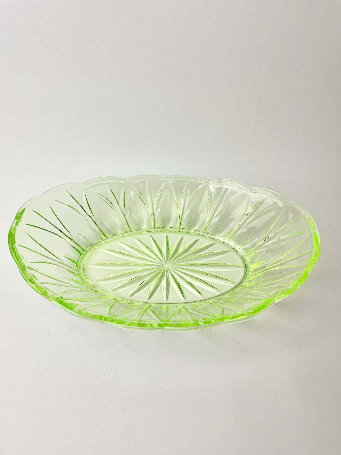Uranium Glass Dish 27cm