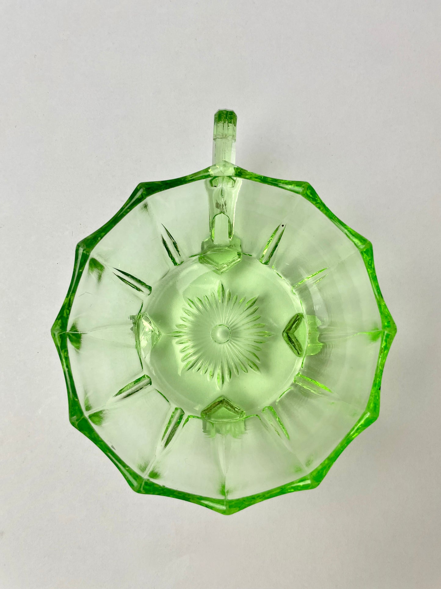 Uranium Glass Dish with handle
