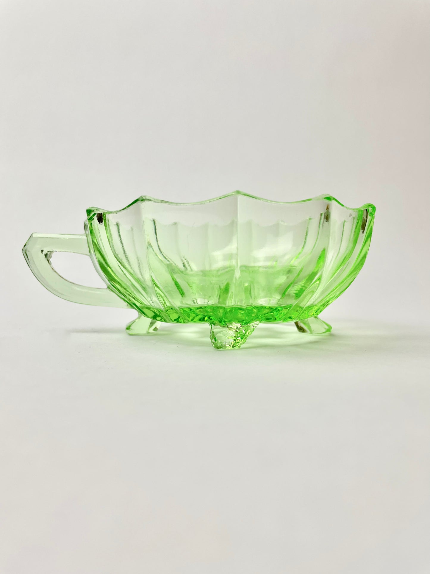 Uranium Glass Dish with handle