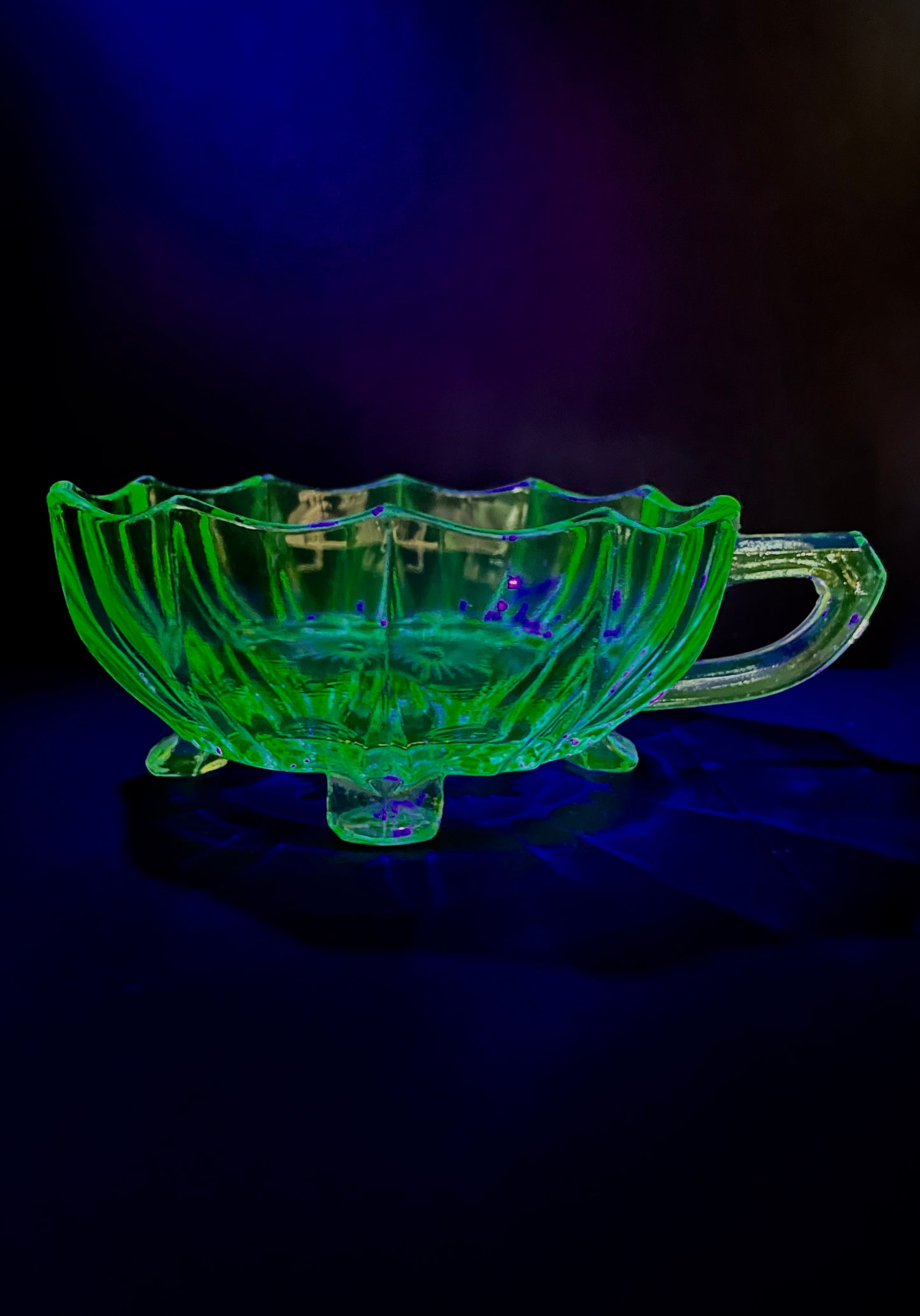 Uranium Glass Dish with handle