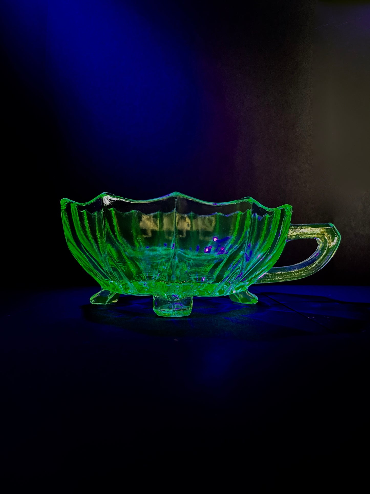 Uranium Glass Dish with handle