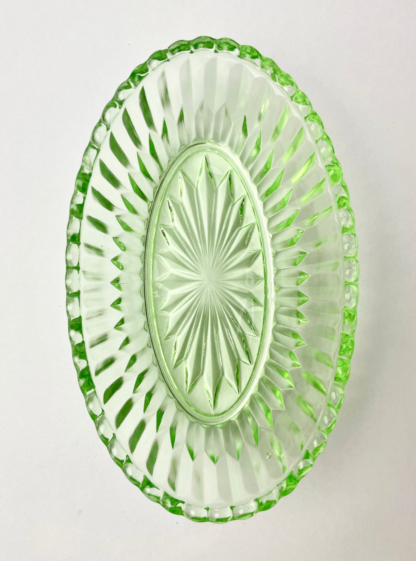 Uranium Glass Dish 21cm
