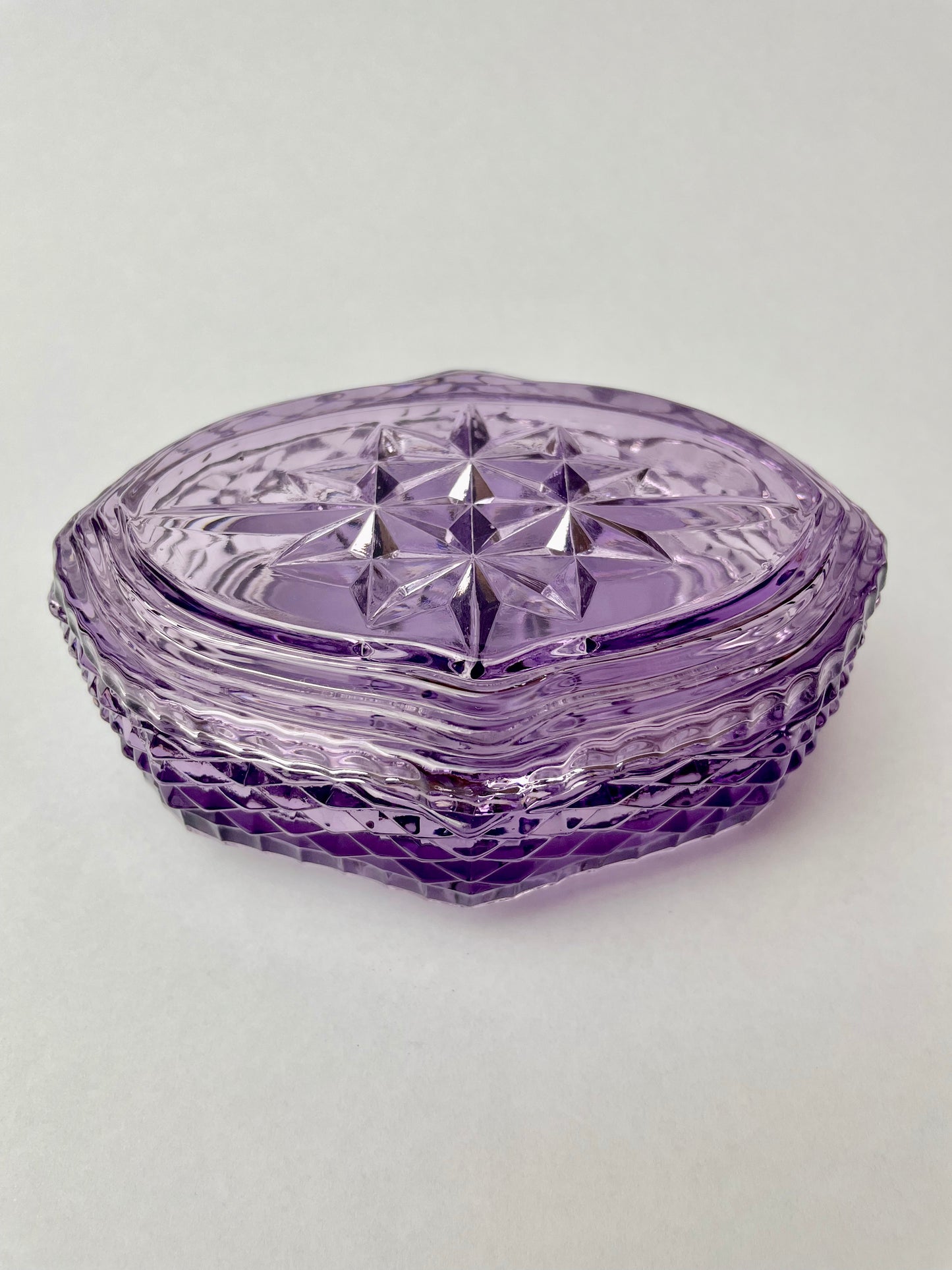 Amethyst Glass Lidded Trinket Box