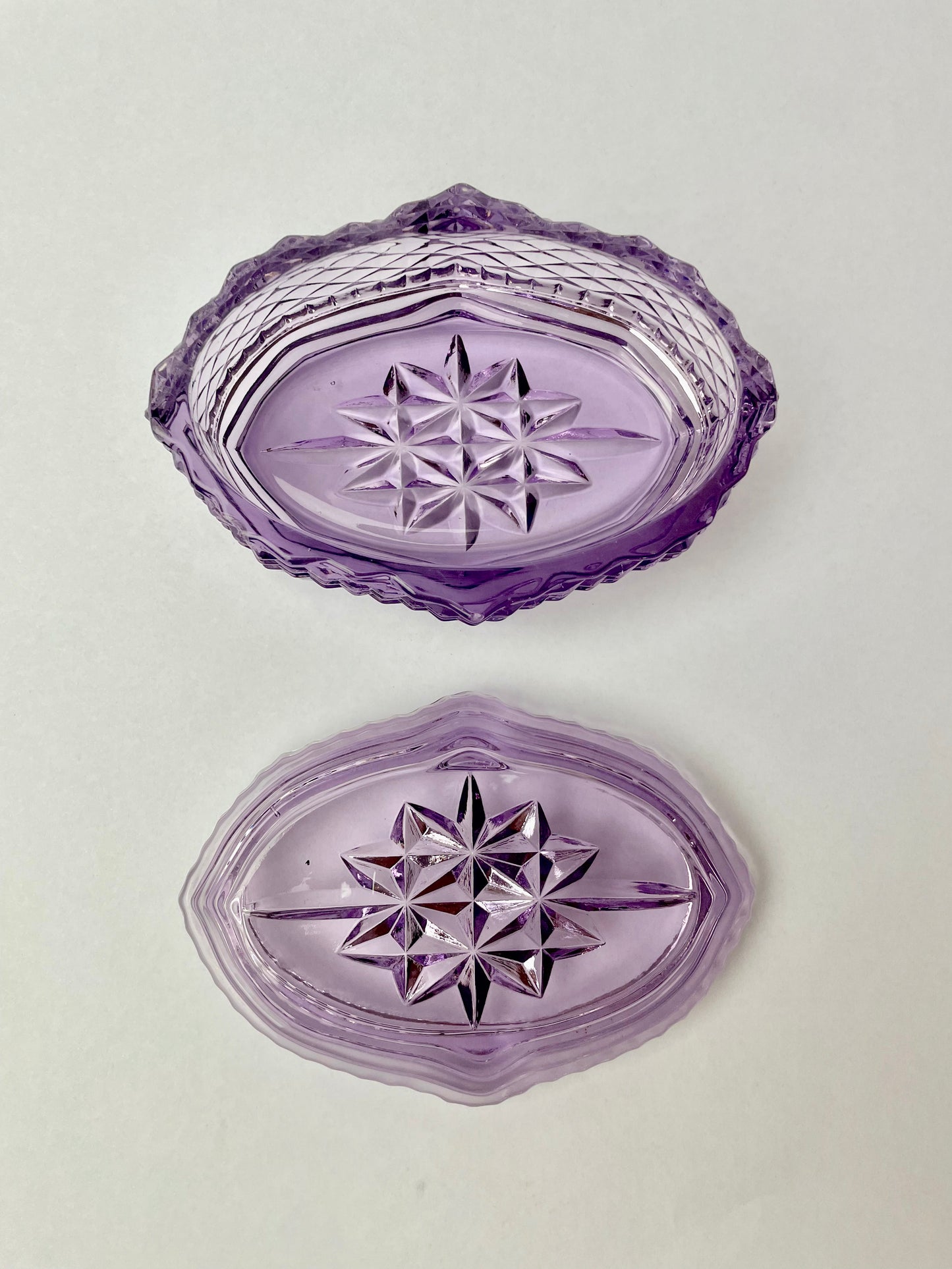 Amethyst Glass Lidded Trinket Box