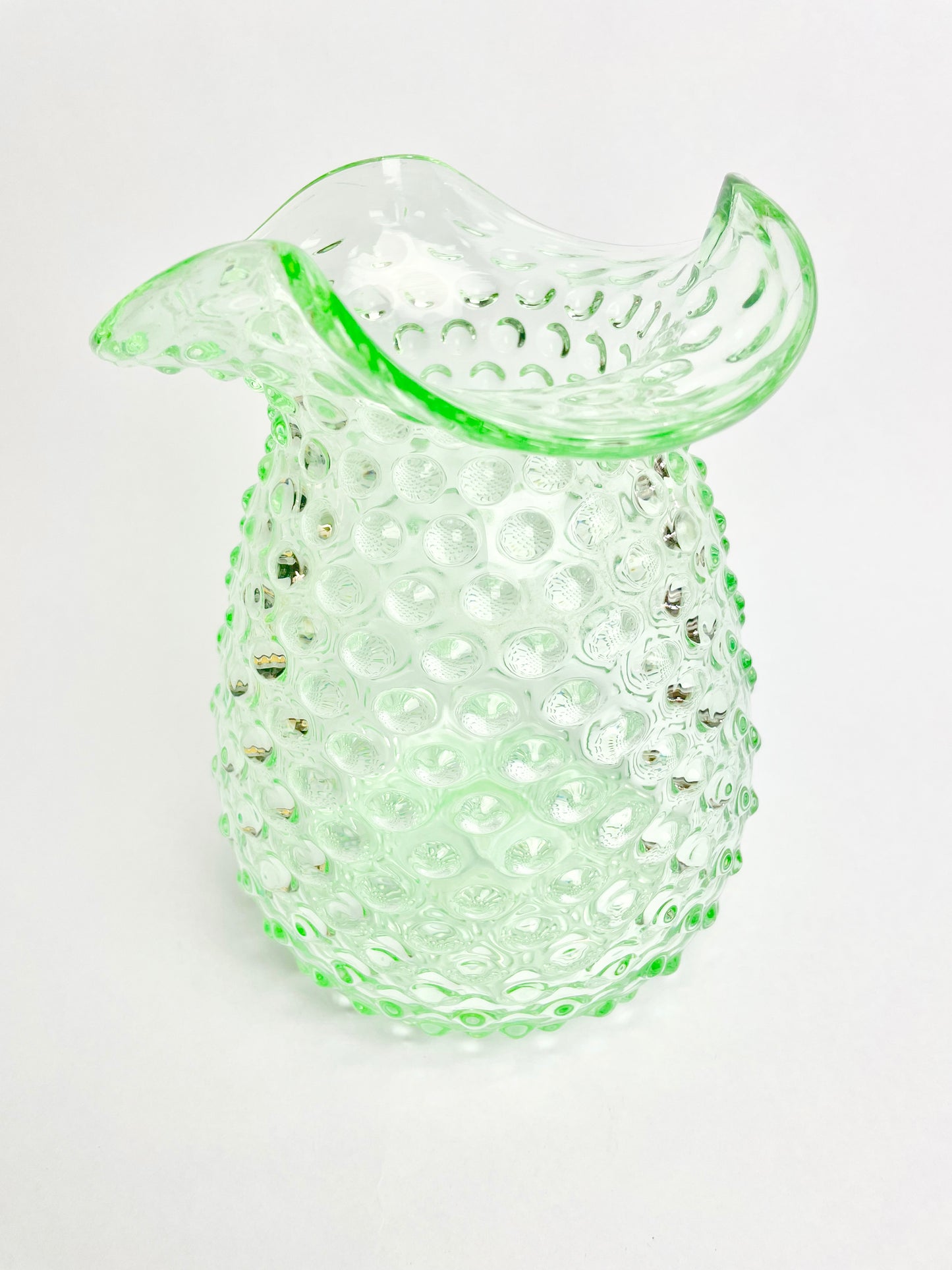 Vintage Green Glass Hobnail Vase