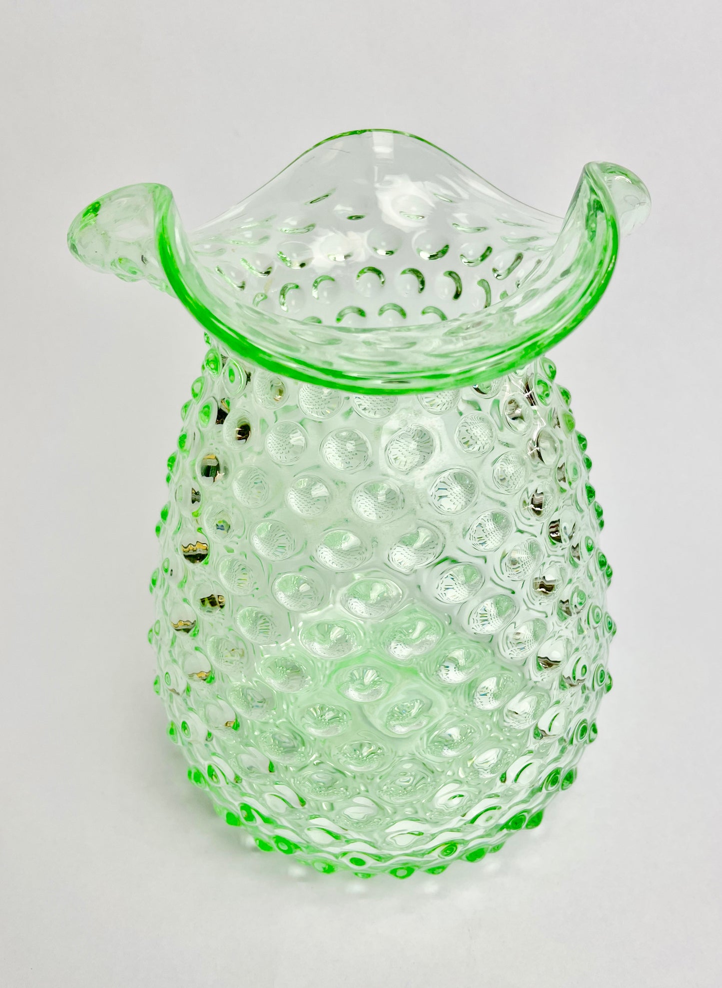 Vintage Green Glass Hobnail Vase