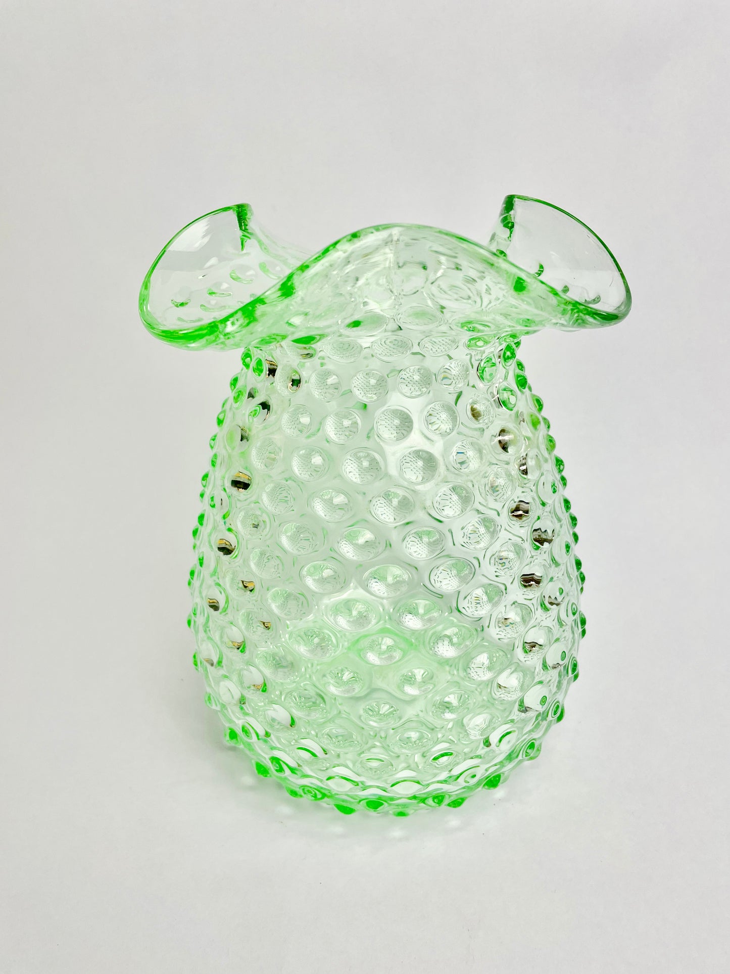 Vintage Green Glass Hobnail Vase