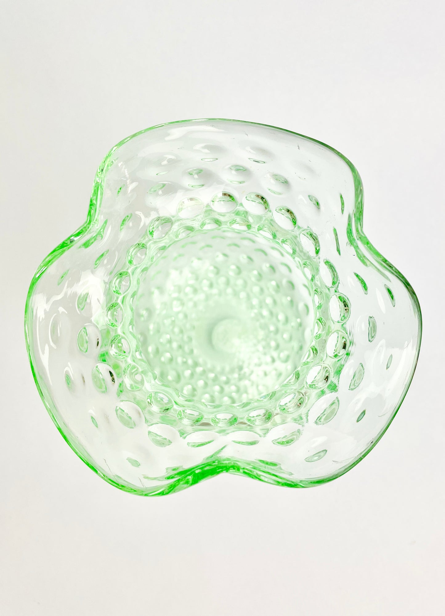 Vintage Green Glass Hobnail Vase