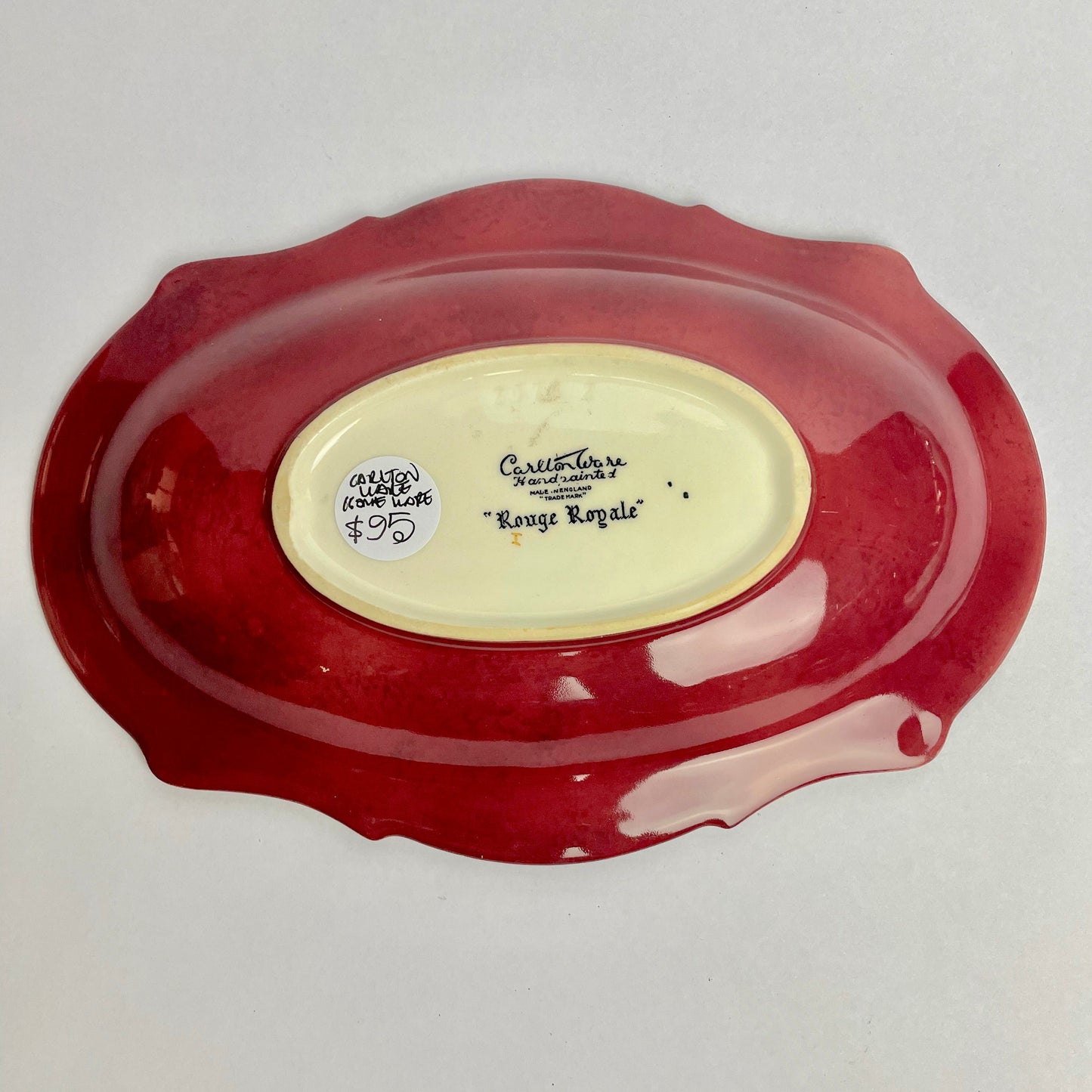 Carlton Ware Rouge Royale Dish – Oriental Pagoda Design – 25cm