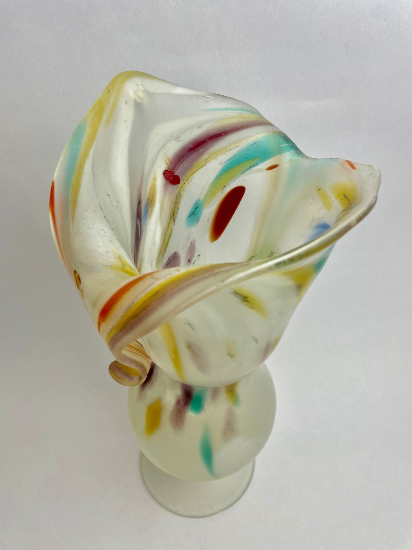 Frosted End of Day Art Glass Vase