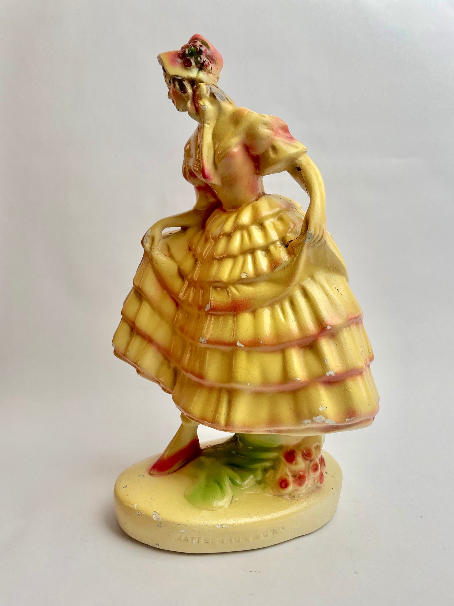Chalkware Crinoline Dancing Lady by Mattei Bros & Co.