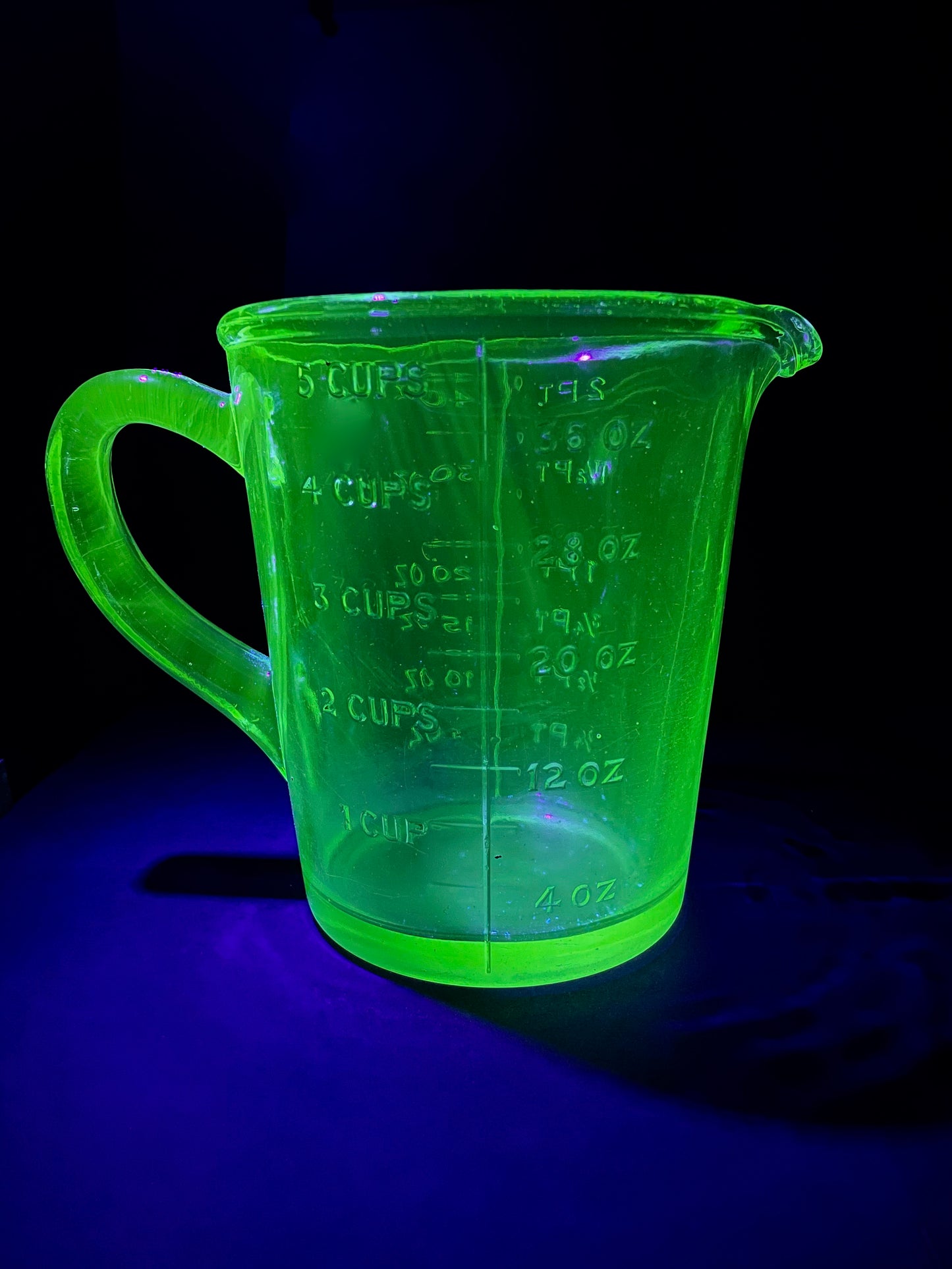 2 Pint Uranium Glass Measuring Jug