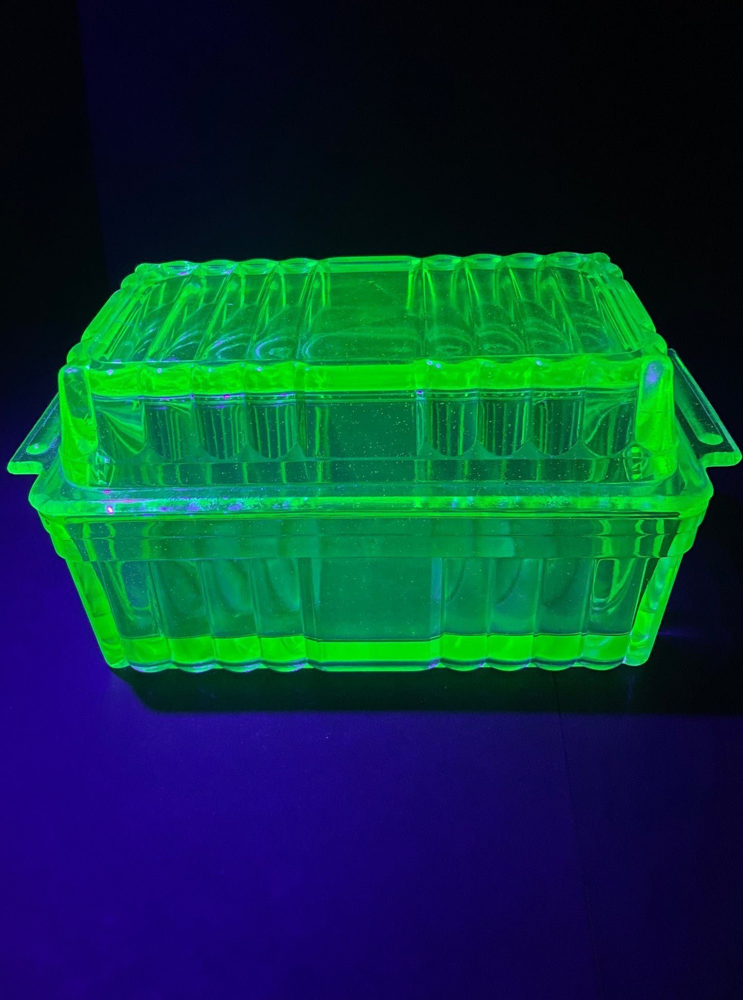 Uranium Glass Butter Dish