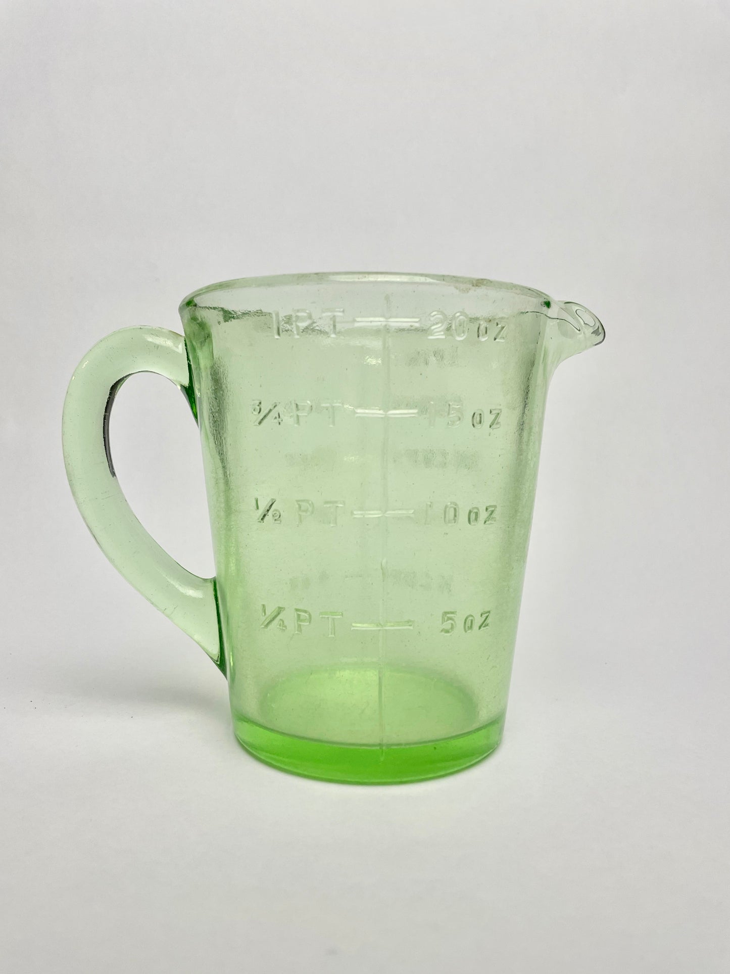One Pint Depression Glass Measuring Jug