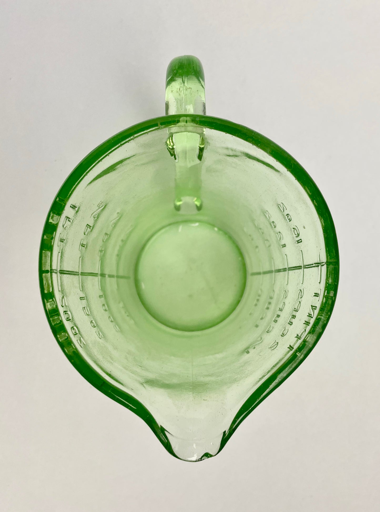 One Pint Depression Glass Measuring Jug